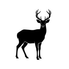 Obraz premium Elegant black silhouette of a majestic stag with large antlers standing proudly