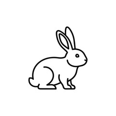 Obraz premium Simple line art illustration of a cute rabbit sitting on a white background
