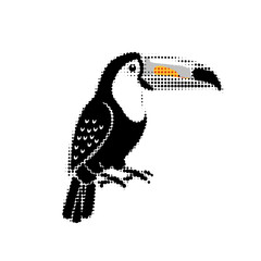 Fototapeta premium Stylized toucan bird illustration with a halftone dot pattern and vibrant beak detail