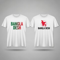 White t-shirt featuring bangladesh themed designs on front and back