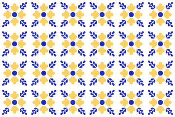 Naklejka premium Mexican Talavera Background. Pattern With Flower Motif From Puebla