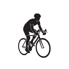 Obraz premium A professional black silhouette of a cyclist riding a road bike in a racing position