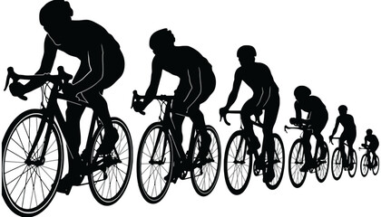 Obraz premium A bicycle silhouette illustration of cyclists in a racing formation