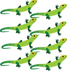 Naklejka premium lizard, gecko, reptile, animal, green, wildlife, nature, tropical, illustration, vector, cartoon, cute, pattern, design, creature, exotic, fauna, biology, isolated, graphic