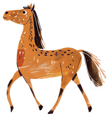 Fototapeta premium PNG Cute horse illustration whimsical animal style.