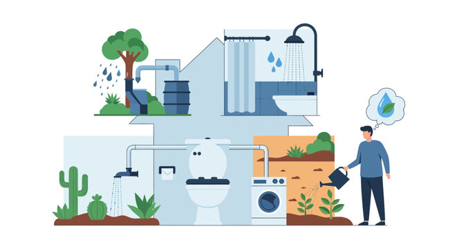 Sustainable Home Water Management: Rainwater Harvesting, Greywater Recycling, and Conservation System for Eco-Friendly Living