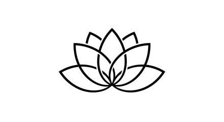 Fototapeta premium Clean Line Art Lotus Flower Icon Vector. Simple Minimalist Botanical Design for Spirituality and Wellness Themes