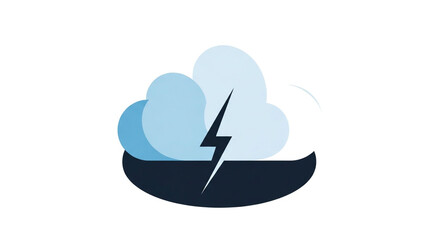 Fototapeta premium Cloud logo with hidden light and lightning bolt on dark base symbolizing power and energy