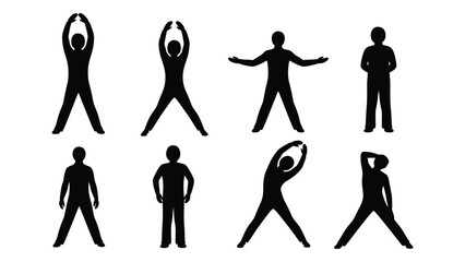 Collection of diverse human silhouettes in various poses and gestures, showcasing different body language and movement © JASMIN