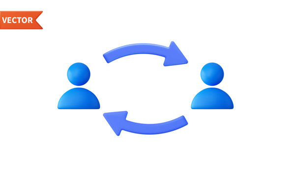 3d User switch icon. Exchange, arrows icon for mobile concept and web design. Employee or people Replacement or swap position concept. 3d rendering. Vector illustration