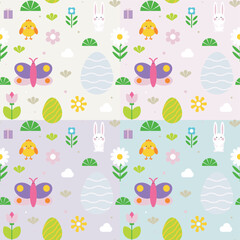 Easter Seamless  Flat  Pattern Vector