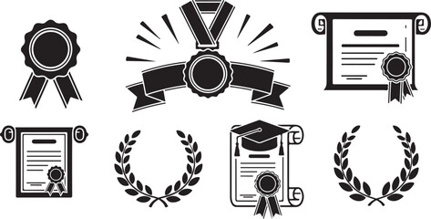 Obraz premium Awards and Certificates Icons Set for Recognition and Achievement