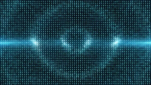 Abstract digital grid with glowing blue circle pattern