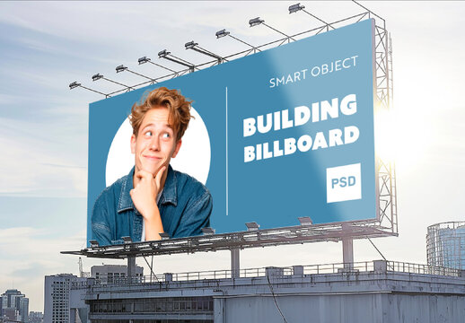 Rooftop Building Billboard Mockup