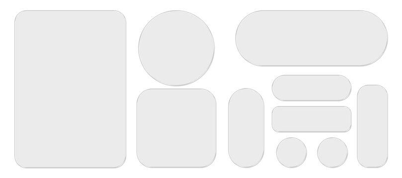 glassmorphism ui, transparent glass card, frosted glass interface, rounded corners, liquid glass button, light frame banner, glass panel set, mobile web app, minimalist glass cutout.
