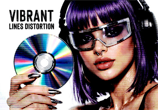 Vibrant Lines Distortion Efect Mockup