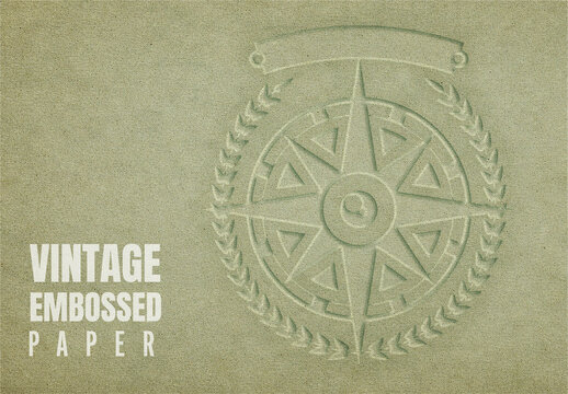 Vintage Embossed Paper Badge Effect Mockup
