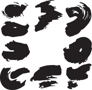Hand Drawn Brush Stroke Set, Abstract Ink Scribbles and Doodle Lines Collection, Black Marker and Paint Strokes Isolated on White Background.