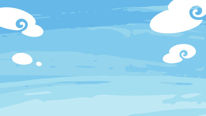 ゆるい雰囲気の和風の空の背景イラスト_16:9