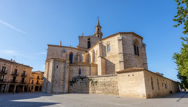 The imposing San Pablo Church in Palencia, Spain on a sunny day.