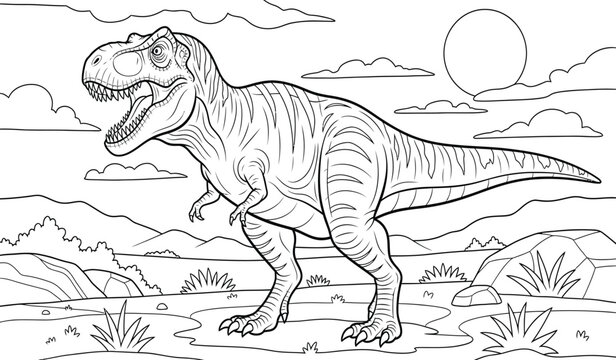 Dinosaur coloring page for kids t rex coloring book illustration