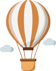 Hot Air Balloon Flying Over Clouds Orange and White Stripes Adventure Travel Concept