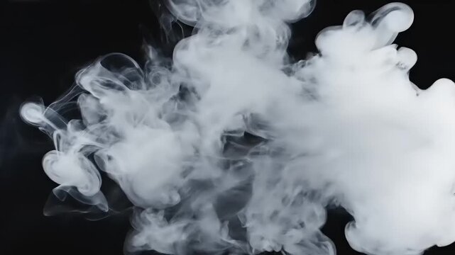 Dense white smoke stream against solid black background
