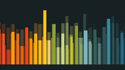 Obraz premium Colorful Vertical Bars on a Dark Background Representing Data Visualization in Modern Graphic Design for Statistics and Analysis