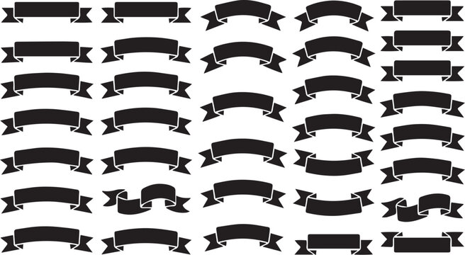 Collection of graphic design ribbons and banners for text and decoration