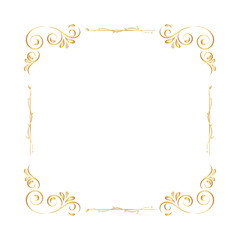 Elegant Golden Floral Frame Border Decorative Element on White Background