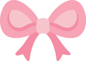 Pink Ribbon Bow Tied Knot Isolated on White Background Decorative Element