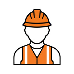 Fototapeta premium Construction Worker Safety Vector Icon Set – Workforce and Industry Line Symbols. Includes customizable vector illustrations of construction worker, hard hat, hammer, wrench, safety vest, toolbox.