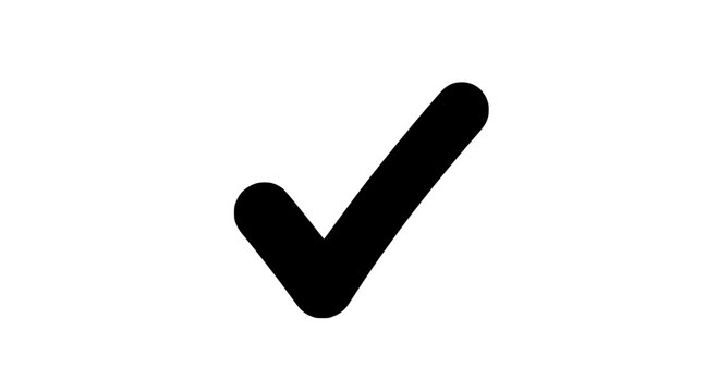 Checkmark icon with thick black line and rounded edges for confirmation featuring check mark, tick, tick mark with