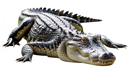 Naklejka premium Close up detailed photograph of an American Alligator on a white background reptile animal