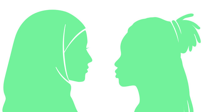 Population and society with different people. Women Communication crowd of families and multiethnic people and different cultures.Sociology.Crowding and density of people.Silhouette profile