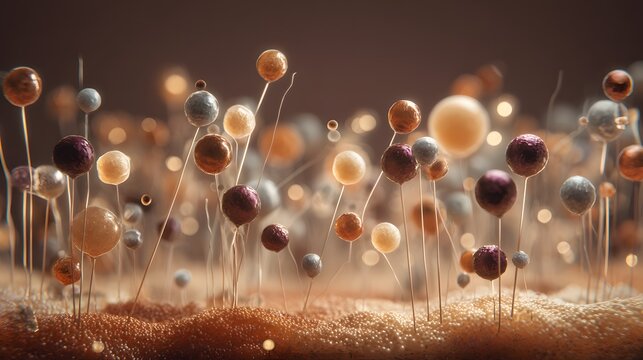 Biobattery electrodes showcasing a reaction with natural enzymes, featuring warm earthy tones for a unique visual appeal.