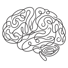 Fototapeta premium Minimalist Brain Continuous Line Art Illustration, One line brain silhouette