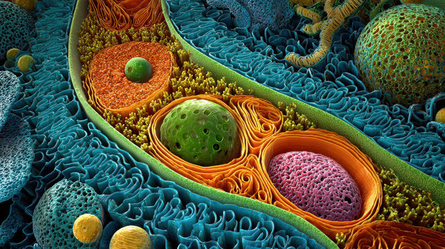 Colorful cell eukaryote cell plant cell animal cell cell structure biology microscopy organelle science laboratory membrane cytoplasm nucleus mitochondrion ribosome chloroplast vacuole biology