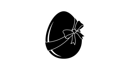 Black vector Easter egg with bow icon