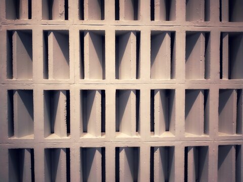 White Geometric Breeze Block Wall Pattern Minimalist Architectural Texture Background