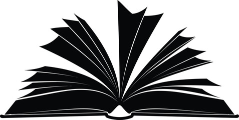 An open book with pages spread wide in a striking black and white illustration © MD. SOHAN MIA