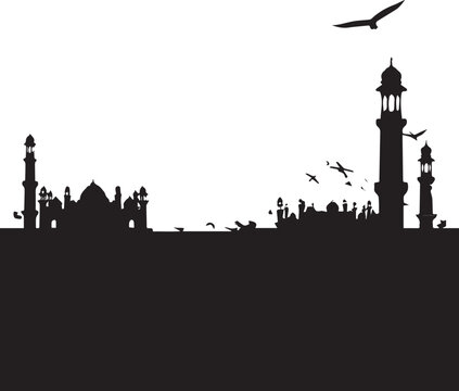 Karachi Skyline Silhouette - Mazar-e-Quaid Dome, Frere Hall & Coastal Towers