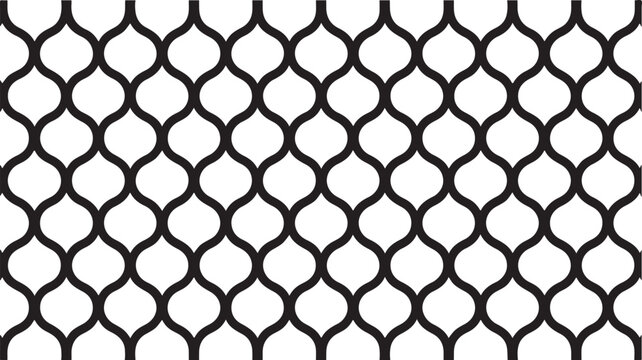 Black moroccan trellis pattern on white background  seamless design element