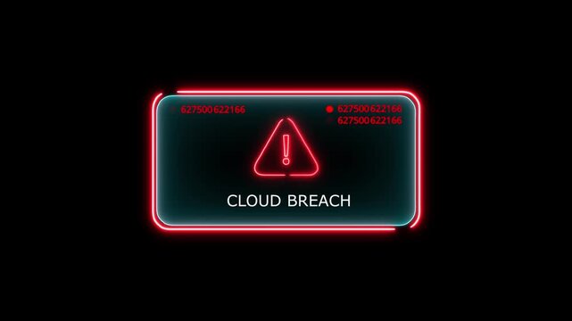 cloud breach computer hacking warning, message hacked alert warning hacked alert blackmailing virus, countdown until deletion computer security alert on black.4k 