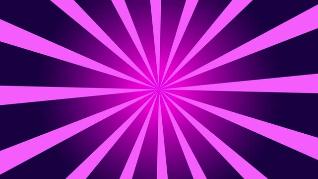 Abstract rotating radial pink rays animation on vibrant pink purple gradient background. Sunburst beams spinning in circular motion. Seamless loop motion background. Party visual, club screens, event