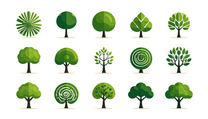 A collection of various types of trees with different shapes and sizes isolated on transparent background © MDSAJU