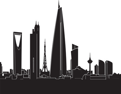Riyadh Desert Metropolis Silhouette - Modern Arabia Skyline