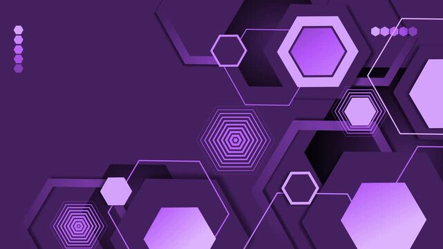 Abstract dark background with layered hexagons geometric modern tech pattern animation