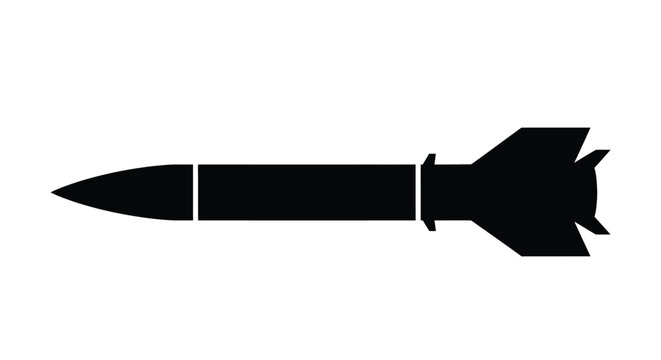 Black silhouette of a missile a guided projectile weapon displayed in a side view
