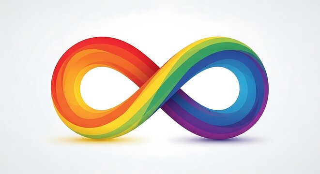 Infinity symbol composed of vibrant rainbow loops with a gradient effect